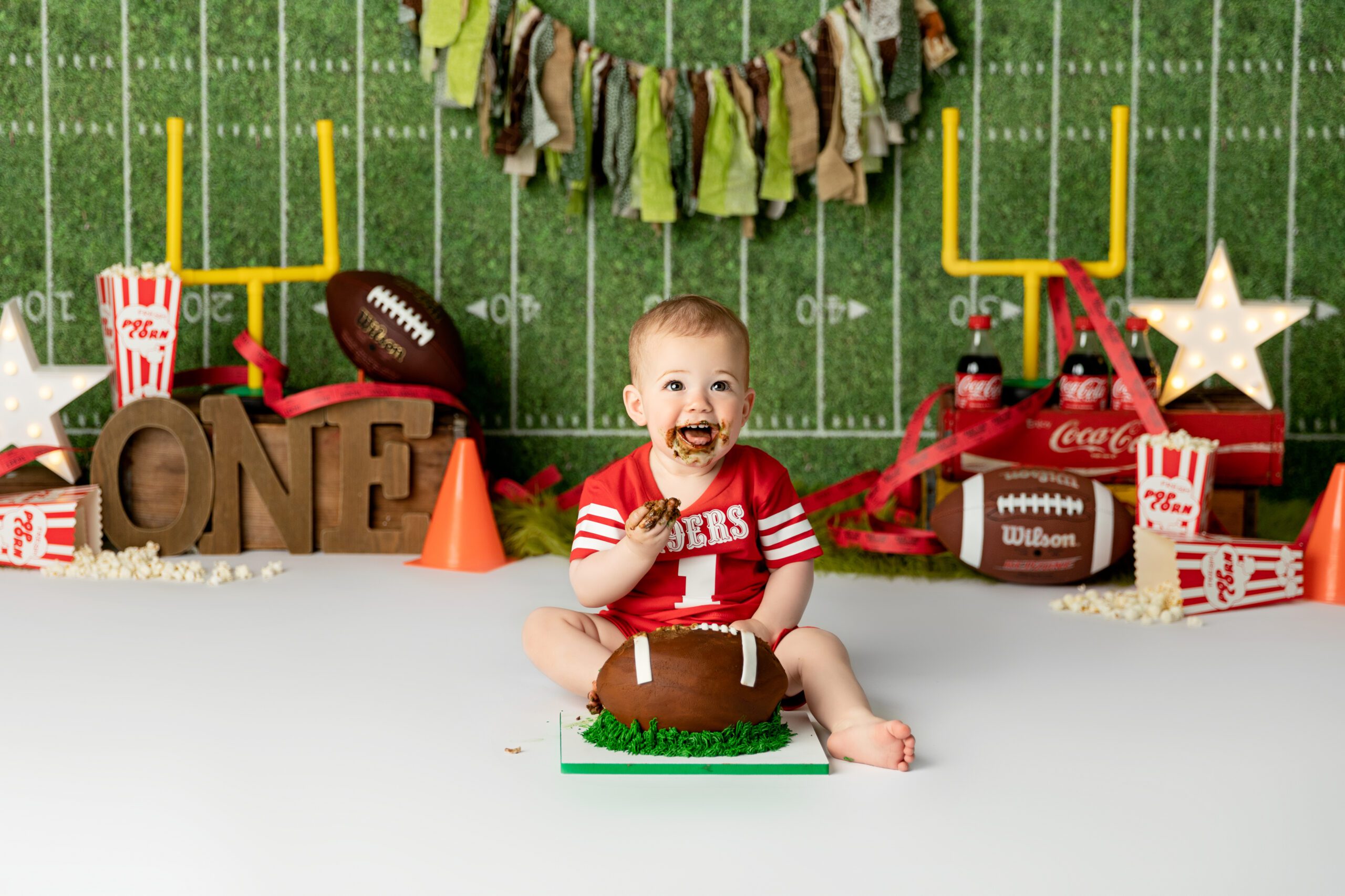 football cake smash, chelsea valene photography